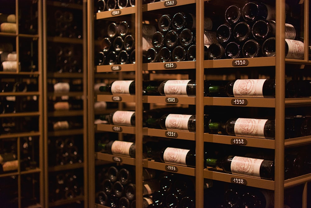 The cellar, racked to the ceiling with vintages